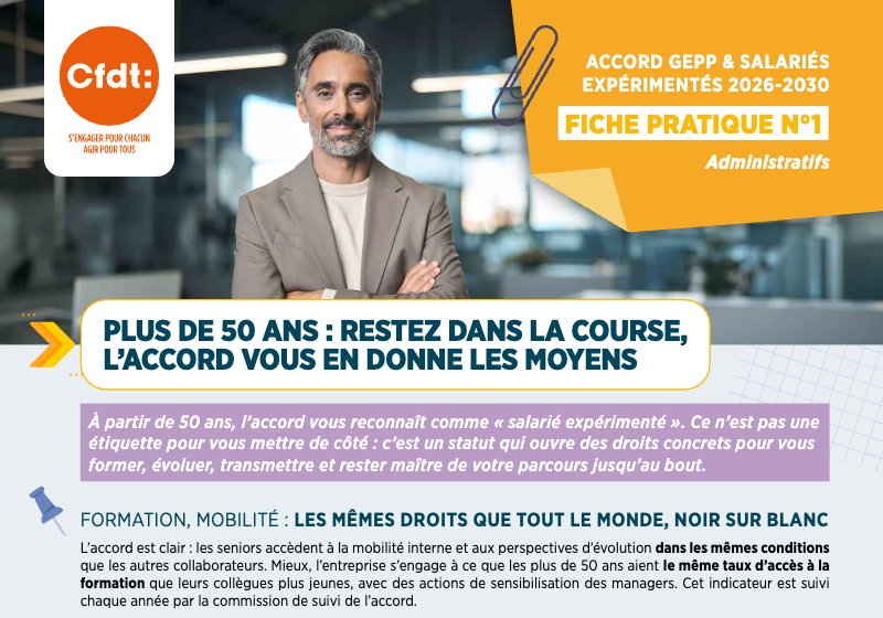 Aperçu de la fiche pratique n°1 : Plus de 50 ans : restez dans la course, l'accord vous en donne les moyens