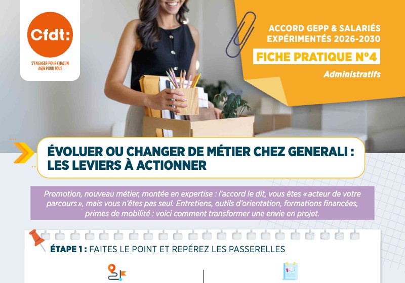 Aperçu de la fiche pratique n°4 : Évoluer ou changer de métier chez Generali : les leviers à actionner
