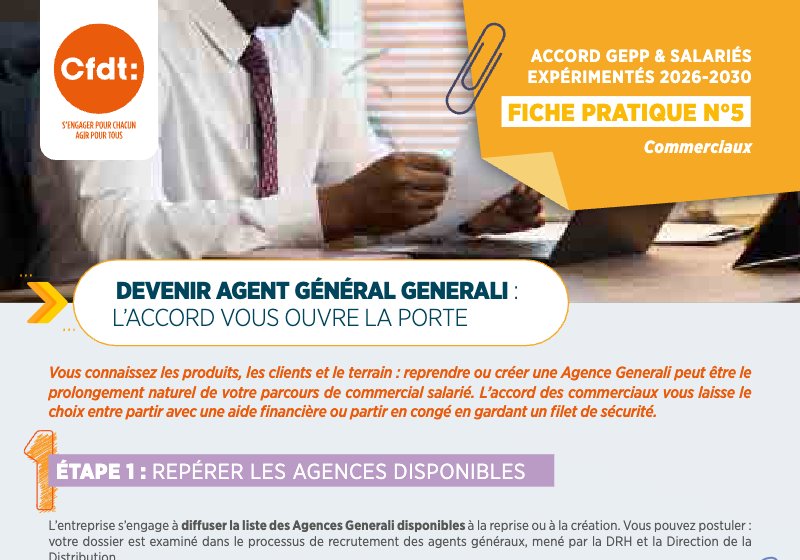 Aperçu de la fiche pratique commerciaux n°5 : Devenir agent général Generali : l'accord vous ouvre la porte